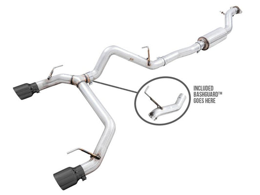 AWE Tuning 2021+ Ford Bronco 0FG Dual Rear Exit Exhaust w/Diamond Black Tips & Bash Guard Exhaust offroad accessory | Iron Ridge Offroad