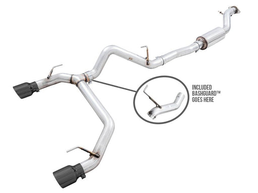 AWE Tuning 2021+ Ford Bronco 0FG Dual Rear Exit Exhaust w/Diamond Black Tips & Bash Guard Exhaust offroad accessory | Iron Ridge Offroad