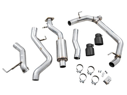 AWE Tuning 2021+ Ford Bronco 0FG Dual Rear Exit Exhaust w/Diamond Black Tips & Bash Guard Exhaust offroad accessory | Iron Ridge Offroad