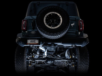 AWE Tuning 2021+ Ford Bronco 0FG Exhaust (No Tips) w/ Bash Guard Exhaust offroad accessory | Iron Ridge Offroad