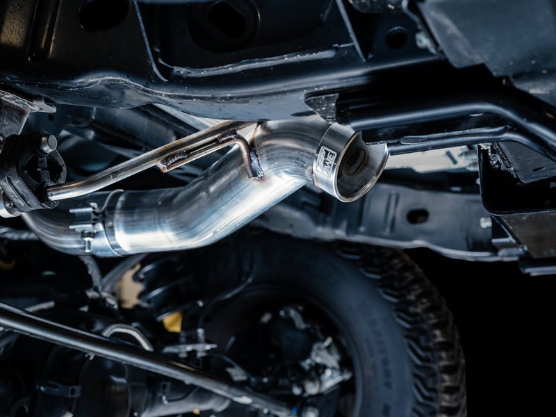 AWE Tuning 2021+ Ford Bronco 0FG Exhaust (No Tips) w/ Bash Guard Exhaust offroad accessory | Iron Ridge Offroad