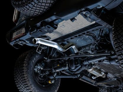 AWE Tuning 2021+ Ford Bronco 0FG Exhaust (No Tips) w/ Bash Guard Exhaust offroad accessory | Iron Ridge Offroad