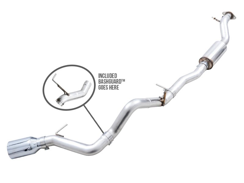 AWE Tuning 2021+ Ford Bronco 0FG Single Rear Exit Exhaust w/Chrome Silver Tip & Bash Guard Exhaust offroad accessory | Iron Ridge Offroad