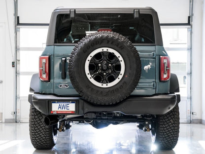 AWE Tuning 2021+ Ford Bronco 0FG Single Rear Exit Exhaust w/Diamond Black Tip & Bash Guard Exhaust offroad accessory | Iron Ridge Offroad
