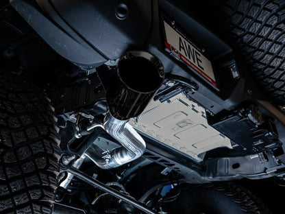 AWE Tuning 2021+ Ford Bronco 0FG Single Rear Exit Exhaust w/Diamond Black Tip & Bash Guard Exhaust offroad accessory | Iron Ridge Offroad