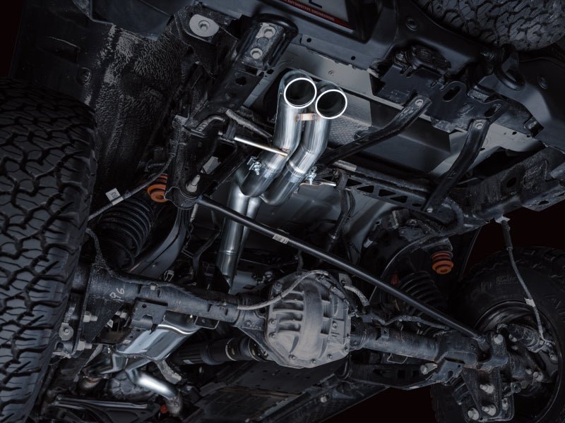 AWE Tuning 2021+ Ford Bronco Raptor 4WD Dual BashGuards Cat - Back SwitchPath Exhaust (No Tips) Exhaust offroad accessory | Iron Ridge Offroad