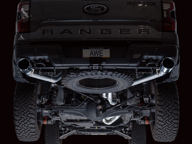 AWE Tuning SwitchPath™ Cat-Back Exhaust Chrome Silver Tips Ford Ranger Raptor | 2024-26 (3025-32306) Exhaust, Mufflers & Tips offroad accessory | Iron Ridge Offroad