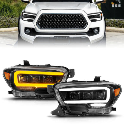 ANZO LED Projector Headlight w/ Light Bar & Sequential Turn | Toyota Tacoma (16-23) (111563)
