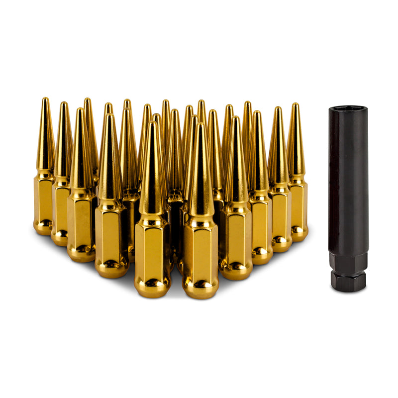 Mishimoto Steel Spiked Lug Nuts | Ford Ranger / Bronco (19-26) M12x1.5 24pc Set | Gold