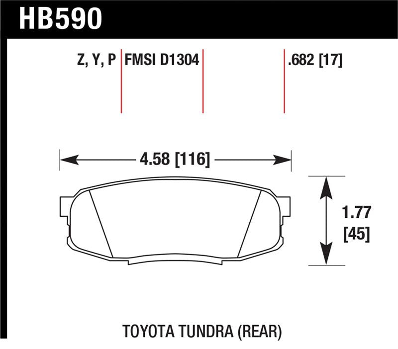 Hawk Performance Ceramic Street Rear Brake Pads | Toyota Land Cruiser (2008–2014) (HB590Z.682)