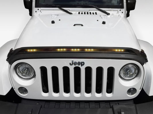 AVS Aeroskin Low Profile Hood Shield w/ Lights (Black): Jeep Wrangler JK 2007 - 2018