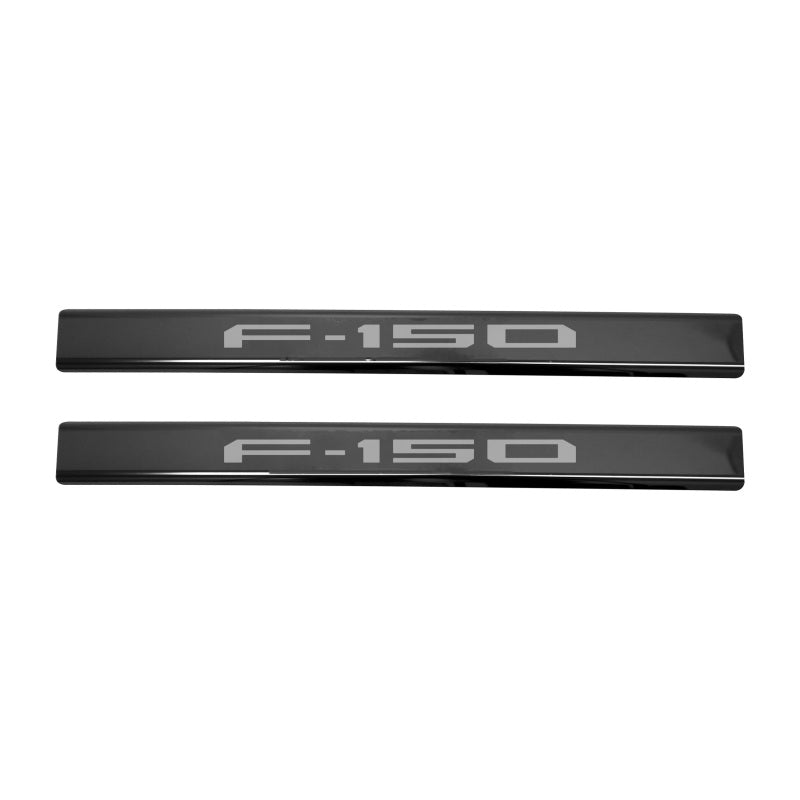 Putco 15-20 Ford F-150 - Regular Cab & SuperCab w/ F-150 Etching (2pcs) Black Platinum Door Sill | Ford F-150 (15-20) (95145BPFD)