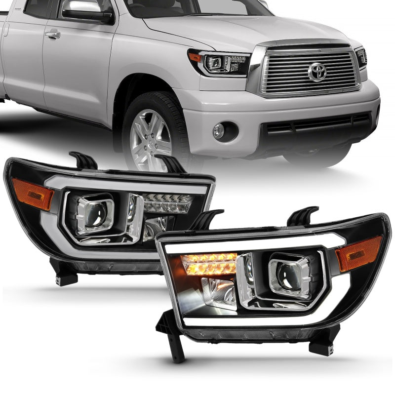 ANZO Projector Headlight Set Light Bar H.L w/Black Amber Lens | Tundra (07-14) (111447)