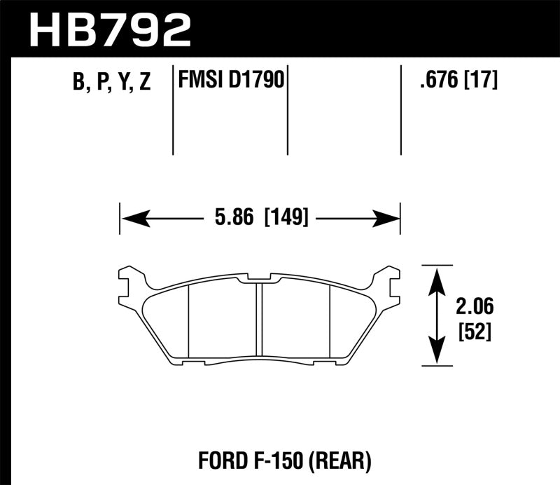Hawk Performance 15 Ford F-150 LTS Street Rear Brake Pads | Ford F-150 (2015) (HB792Y.676)