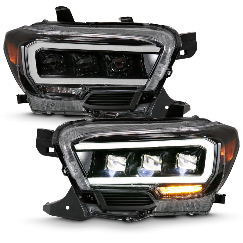 ANZO LED Projector Headlight Plank Style Black w/ Amber | Toyota Tacoma (16-18) (111496)