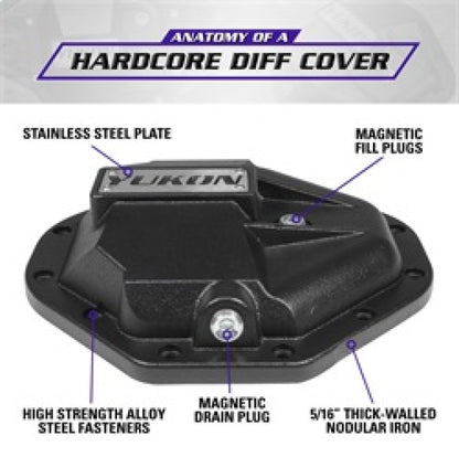 Yukon Gear & Axle Hardcore Nodular Iron Rear Diff Cover: Fits Dodge / Ram (94-19) - Black