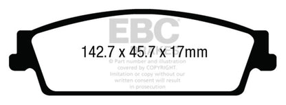 EBC Yellowstuff Rear Brake Pads | 15+ Cadillac Escalade 6.2 2WD