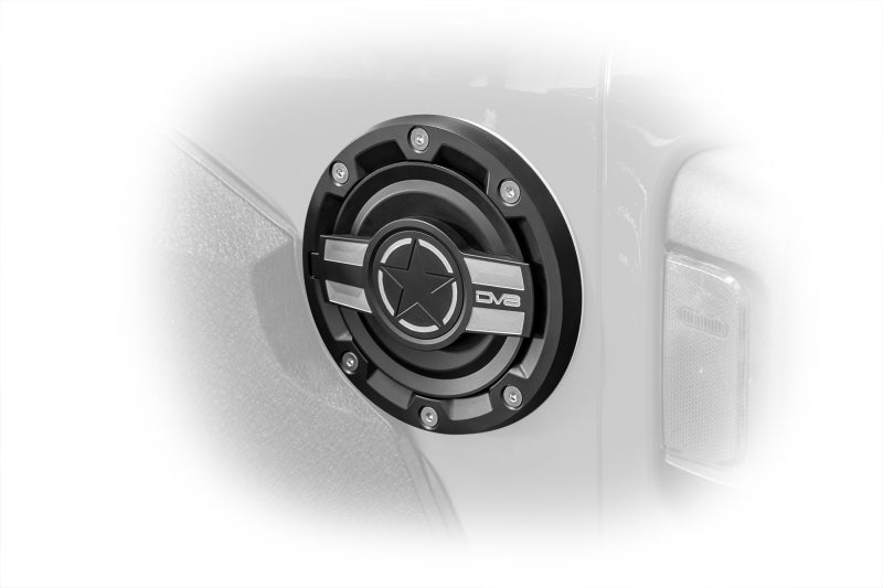 DV8 Offroad Aluminum Fuel Door: Jeep Wrangler 2018-2021