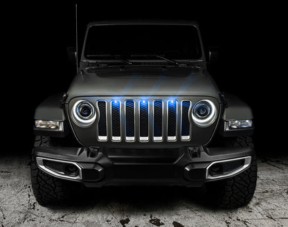 Oracle Pre-Runner Style LED Grille Kit: Jeep Wrangler 2018-2023 w/ Blue