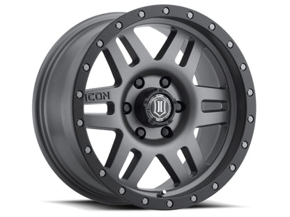ICON Six Speed 17x8.5 6x5.5 0mm Offset 4.75in. BS Titanium Wheel | Ford Bronco (21-26) (1417858347TT)
