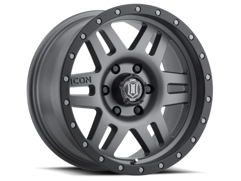 ICON Six Speed 17x8.5 6x5.5 0mm Offset 4.75in. BS Titanium Wheel | Ford Bronco (21-26) (1417858347TT)