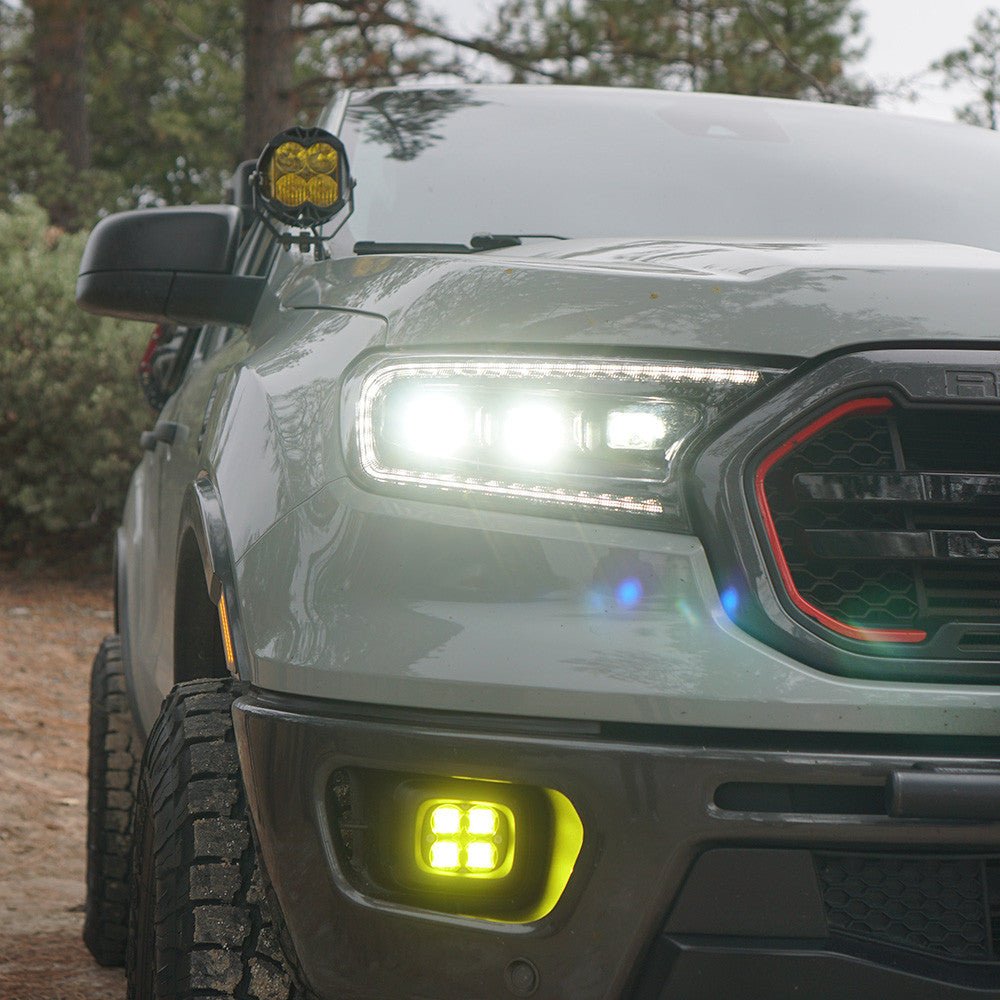 Baja Designs 19 - 23 Ford Ranger Fog Light Squadron Amber Fog Pocket Kit Lights offroad accessory | Iron Ridge Offroad