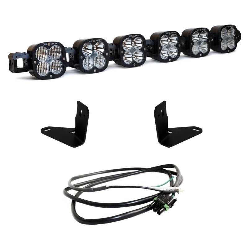 Baja Designs 2021+ Ford Bronco 6 XL Linkable Light Bar Kit Steel Bumper Mount with Upfitter Lights offroad accessory | Iron Ridge Offroad