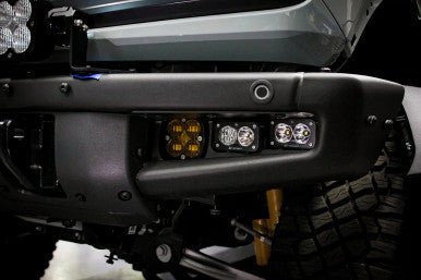 Baja Designs Amber SAE/Dual S2 Sport Fog Light Pocket Kit - 2021+ Ford Bronco w/ Upfitter Lights offroad accessory | Iron Ridge Offroad