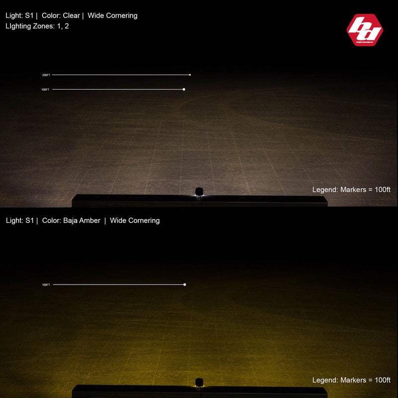 Baja Designs S1 Amber Wide Cornering LED Light w/ Mounting Bracket Pair Lights offroad accessory | Iron Ridge Offroad