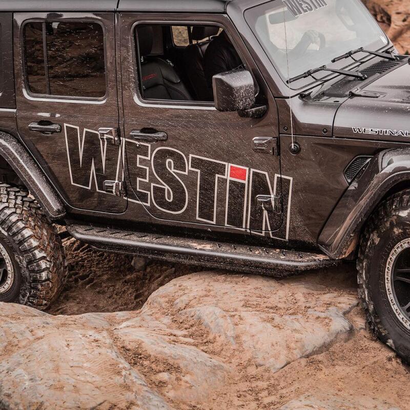 Westin Textured Black Triple Tube Rock Rail Steps: Jeep Wrangler JL Unlimited 2018-2024