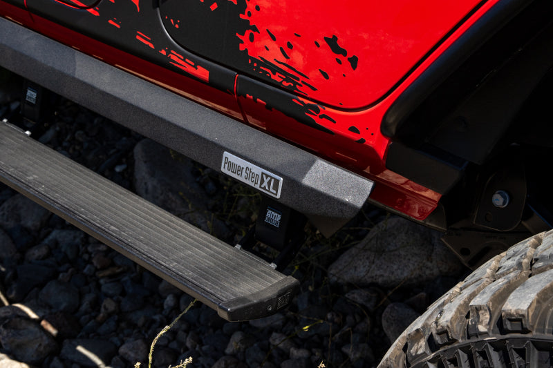 AMP Research Black PowerStep XL: Jeep Wrangler 2018-2024 w/ OEM Style Illumination