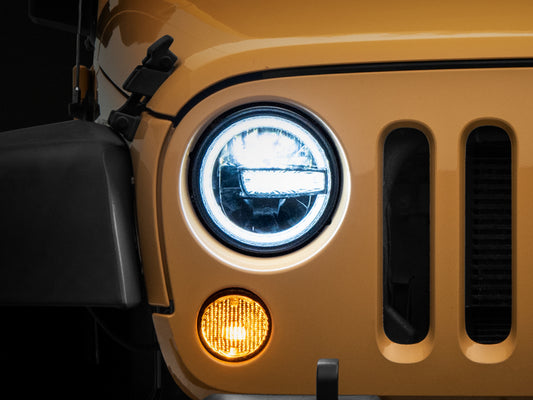 Raxiom 97-18 Jeep Wrangler TJ/JK 7-Inch LED Headlights w/ Halos- Black (J155018)