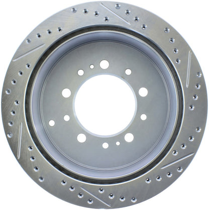 StopTech Drilled & Slotted Rear Passenger-Side Brake Rotor | Toyota Tundra (14-18, 19-21, 07-09, 10-13) (227.44157R)