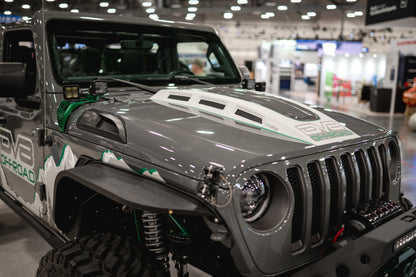 DV8 Offroad Primer Black Heat Dispersion Hood: Jeep Wrangler (18-21) / Gladiator (20-21)