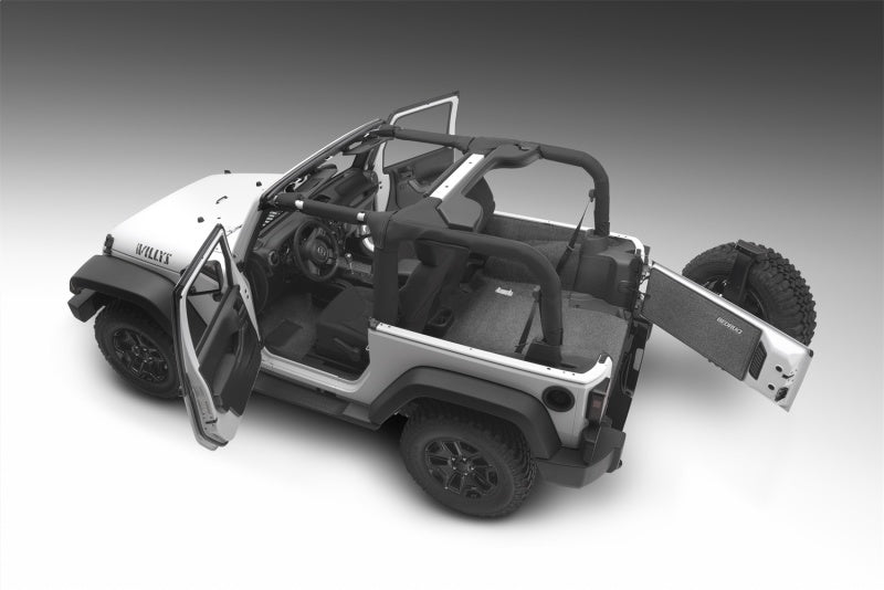 BedRug Front 3pc Floor Kit: Jeep Wrangler 2007-2010 w/ Heat Shields