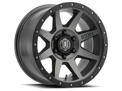 ICON Rebound 17x8.5 5x5 -6mm Offset 4.5in BS Titanium Wheel | Jeep Gladiator JT (20-25) / Wrangler JL (18-25) / JK (07-18) (1817857345TT)