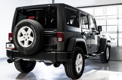 AWE Tread Edition Axleback Dual Exhaust Diamond Black Tips (REAR): Jeep Wrangler JK 2012-2018 3.6L