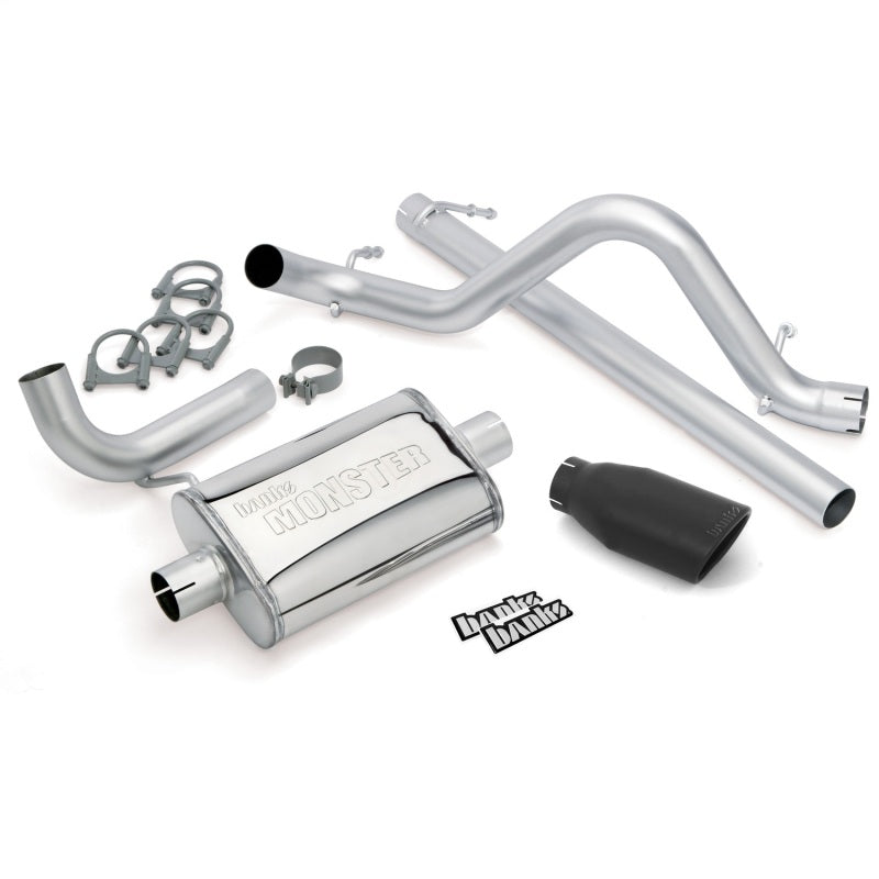 Banks Power Monster Exhaust System Cerakote Black Tip (REAR): Jeep Wrangler JK 2007-2011 3.8L 2-Door