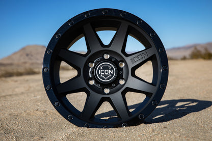 ICON Rebound 17x8.5 6x5.5 25mm Offset 5.75in BS 95.1mm Bore Double Black Wheel | Ford Ranger / Bronco (19-26) (1817859057DB)