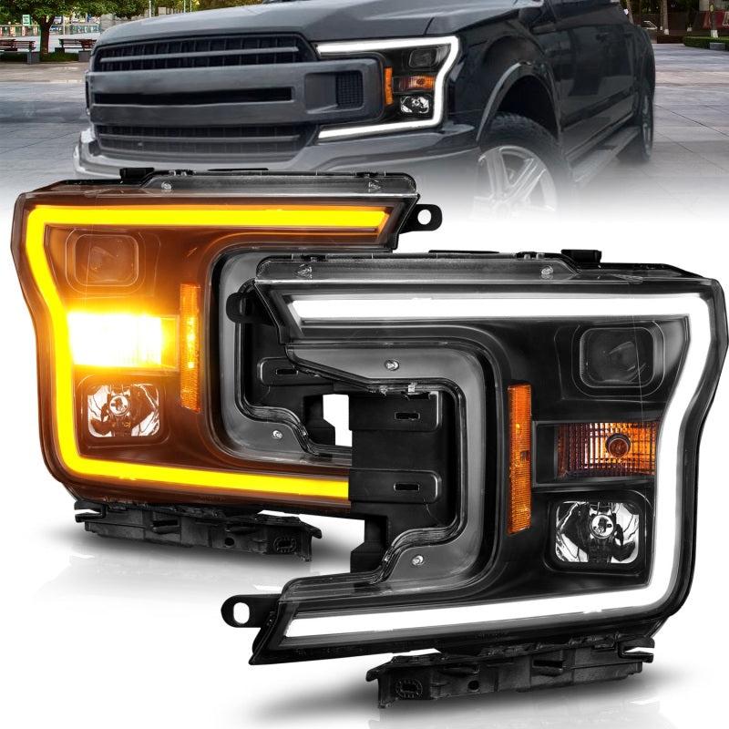 ANZO Projector Headlight Set w/ Plank Style Switchback Black Housing | Ford F-150 (18-20) (111509)