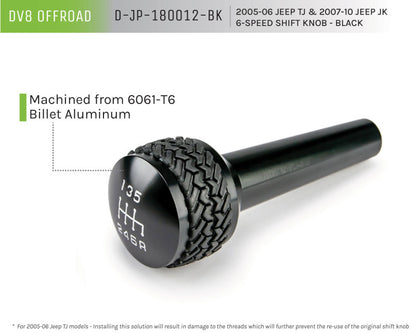 DV8 Offroad Black 6-Speed Shift Knob: Jeep Wrangler 2005-2010