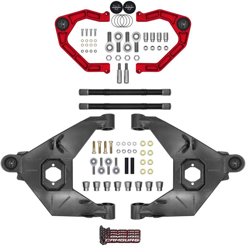 Camburg 21 - 25 Ford Bronco Trail Series L/T Kit w/ Axles (BILLET XJ UCA) (RED) Suspension offroad accessory | Iron Ridge Offroad