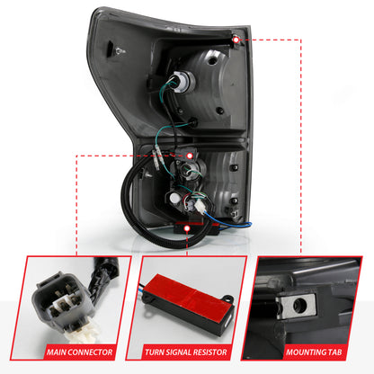 ANZO LED Tail Light Assembly Black Housing w/ Smoke Lens Pair | Toyota Tundra (07-13) (311337)
