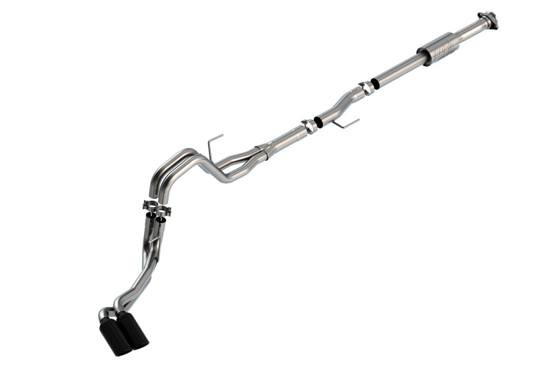 Borla 3" Dual Side Exit Cat-Back | Ford F-150 (21) 2.7L/3.5L | CC SB EC STB Lari/King R/Platinum/LTD 3/2.25 DSE CB AK BLK CHR Tips (140872BC)