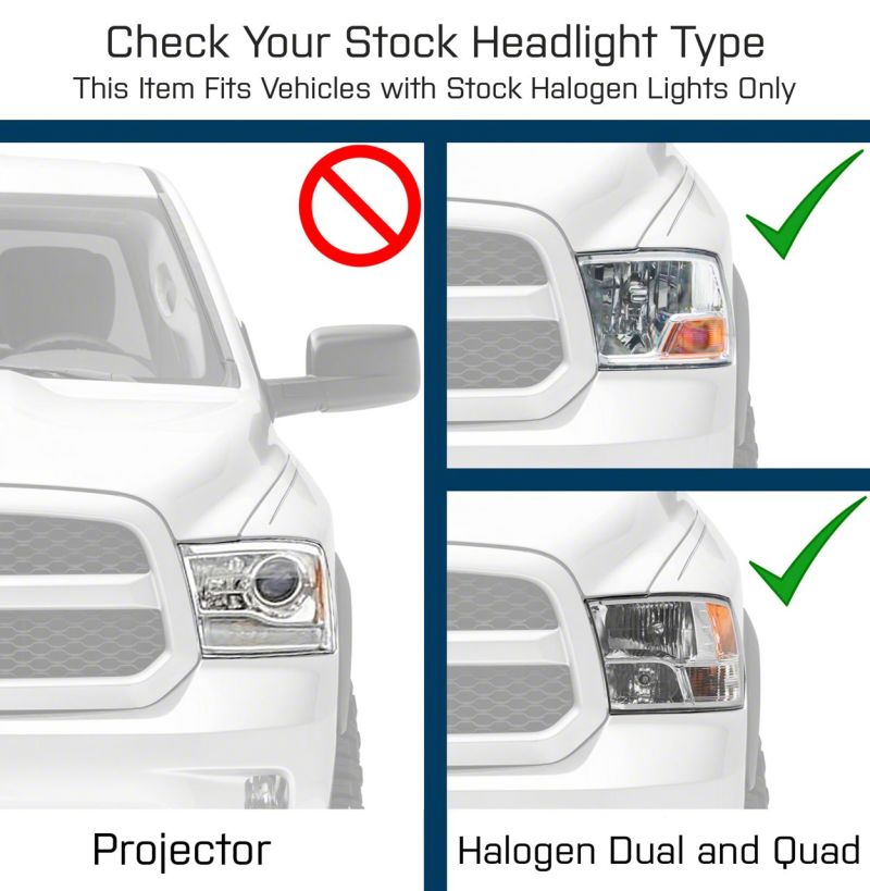 Raxiom Axial OEM Style Replacement Headlights: Fits Dodge / Ram 1500 / 2500 / 3500 (02-18) - Chrome