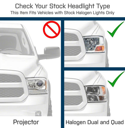 Raxiom Axial OEM Style Replacement Headlights: Fits Dodge / Ram 1500 / 2500 / 3500 (02-18) - Chrome