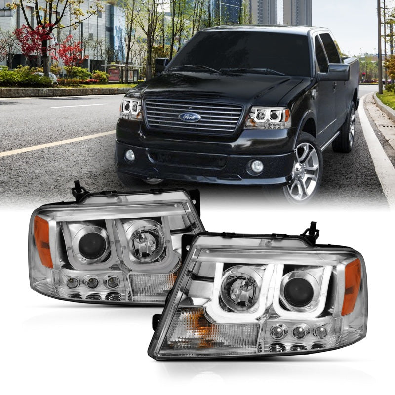 ANZO Projector Headlight Set w/ U-Bar Chrome | Ford F-150 (04-08) (111287)