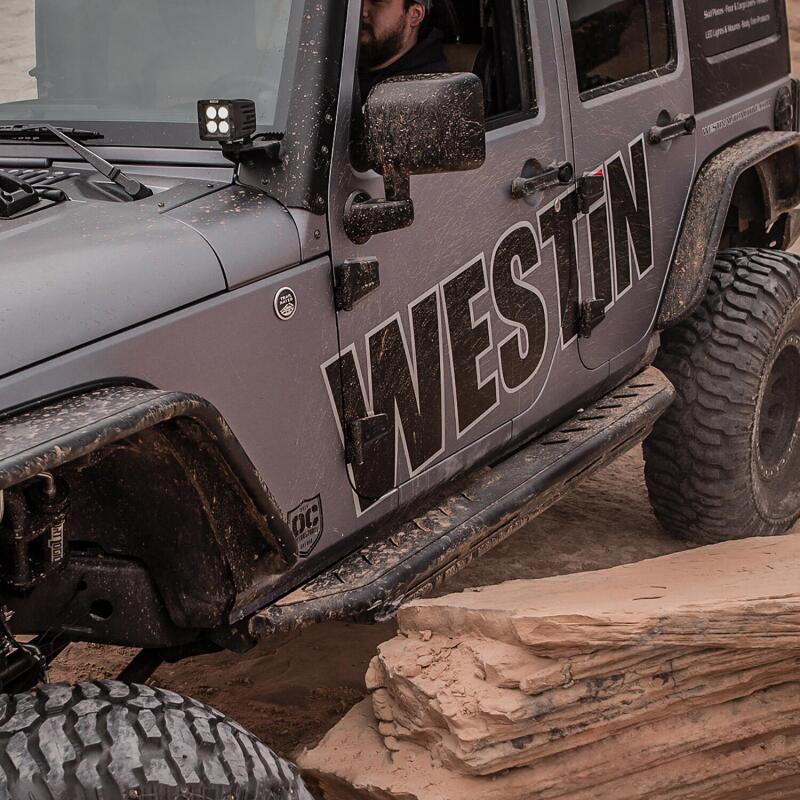 Westin Textured Black Triple Tube Rock Rail Steps: Jeep Wrangler (07-17) / Wrangler JK (18)