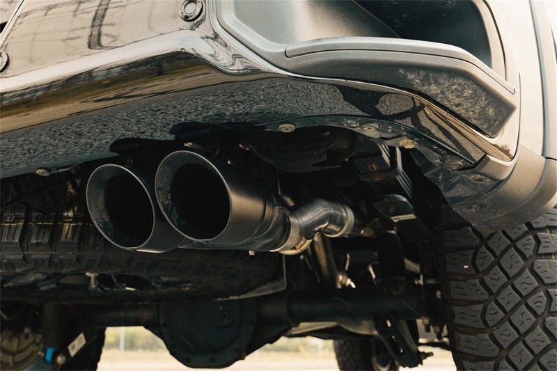 Corsa Cat-Back Dual Rear Exit Exhaust | Chevrolet Silverado ZR2 / GMC Sierra AT4 / AT4X (22-26) (21238BPC) Exhaust, Mufflers & Tips offroad accessory | Iron Ridge Offroad