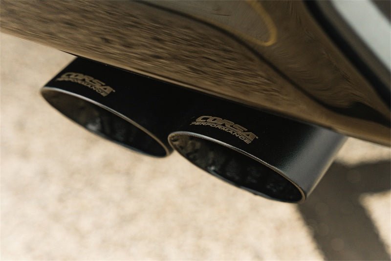 Corsa Cat-Back Dual Rear Exit Exhaust | Chevrolet Silverado ZR2 / GMC Sierra AT4 / AT4X (22-26) (21238BPC) Exhaust, Mufflers & Tips offroad accessory | Iron Ridge Offroad